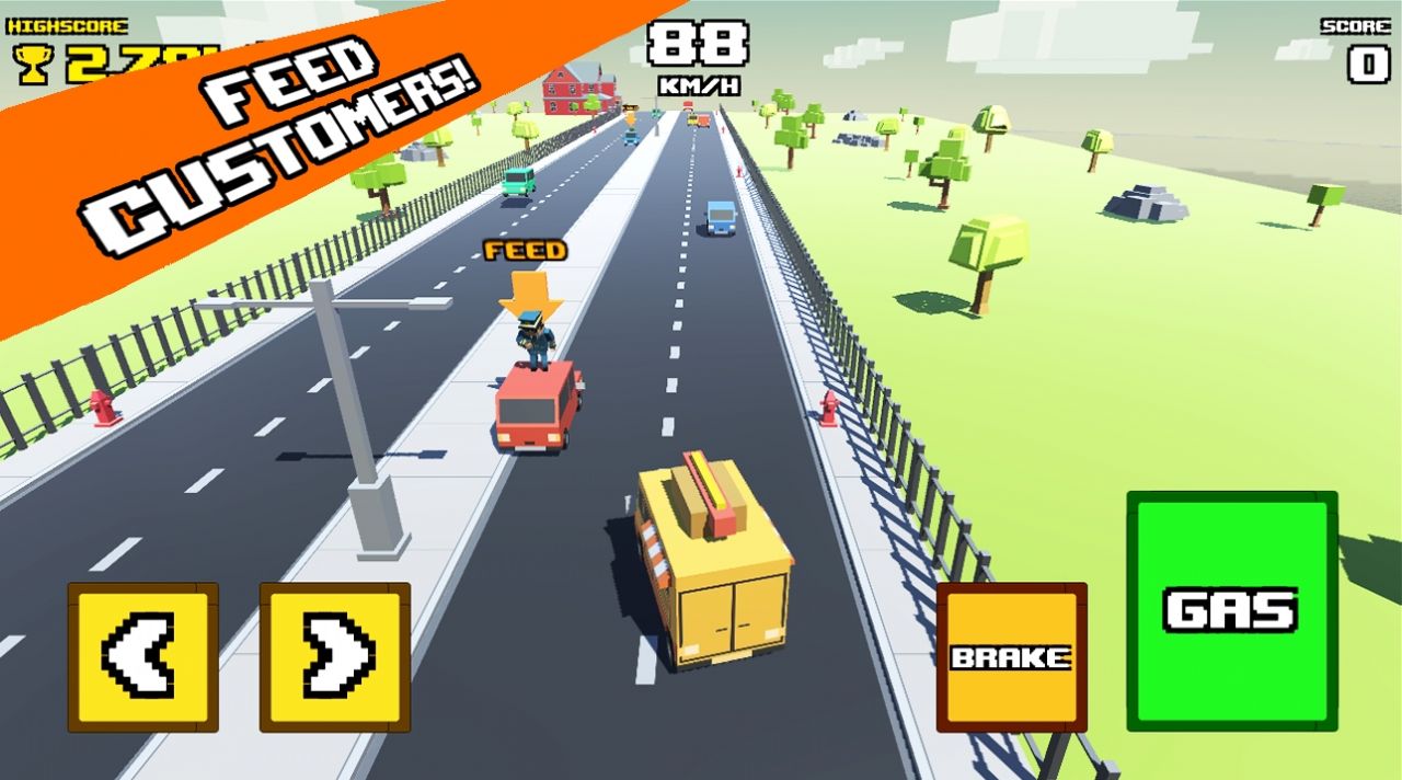 疯狂之路快餐车游戏官方版（Crazy Road Fast Food Truck）v0.2